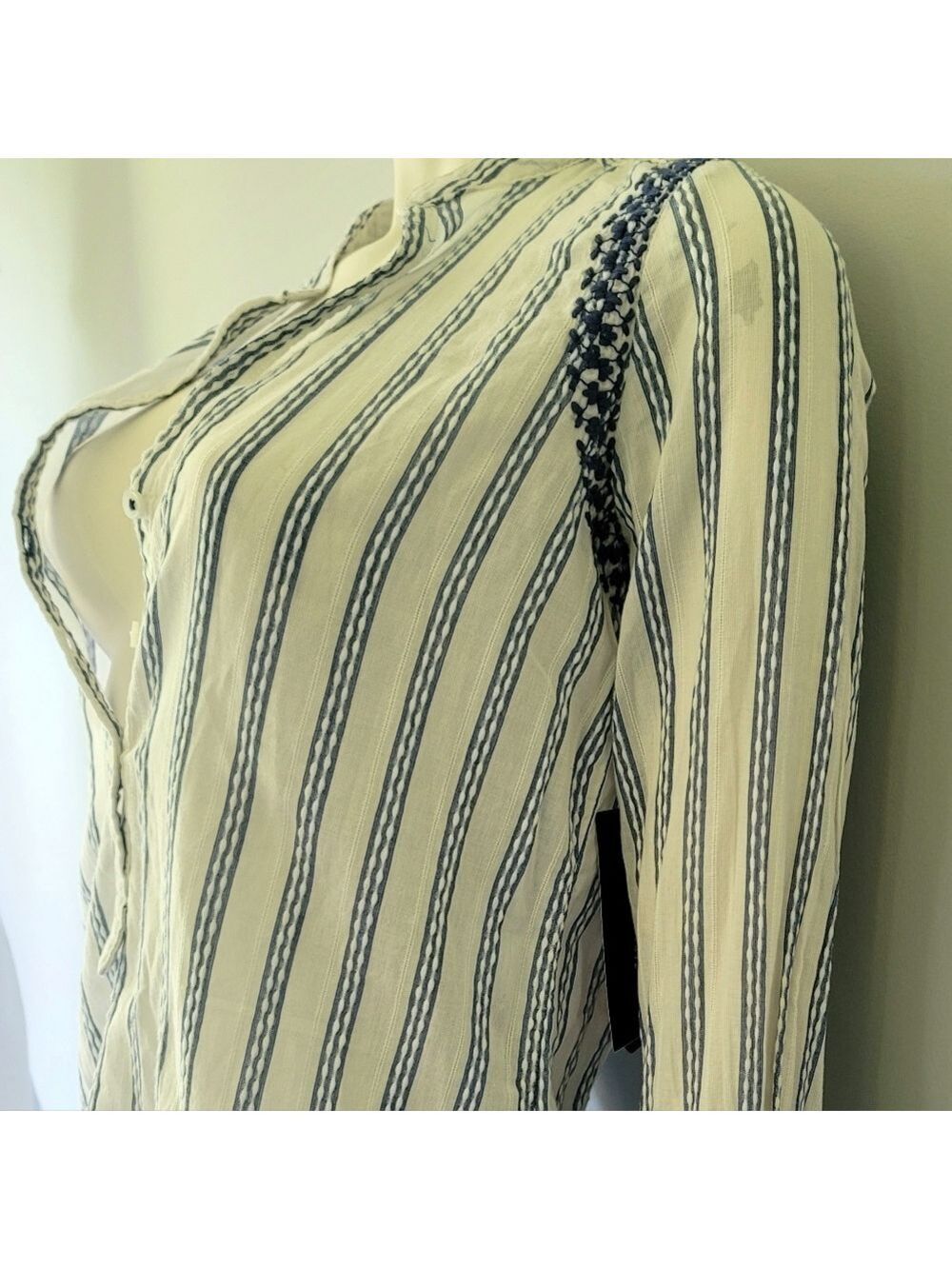 BRAND NEW! Zara Basic Collection Striped Colar Shirt Size XS - Picture 5 of 15